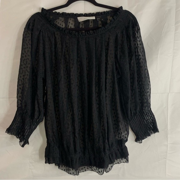 Charles Nolan Sheer Polka-Dot Silk Blouse, size 4 - Picture 10 of 10